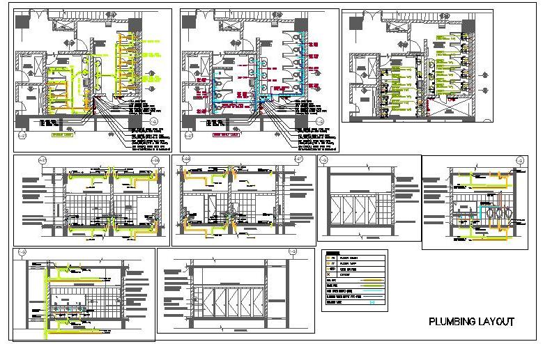 Public Washroom Plumbing Design in AutoCAD DWG